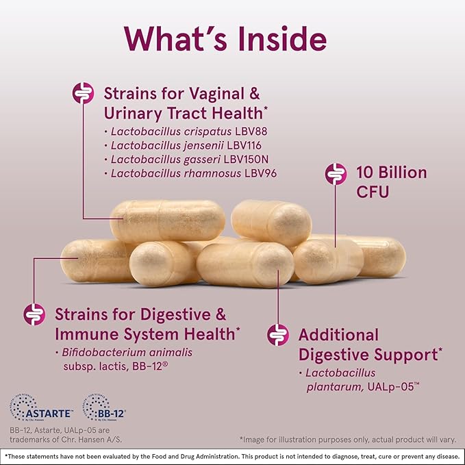 Jarrow Formulas Fem-Dophilus Advanced Vaginal &amp Digestive Probiotics 10 Billion CFU for Vaginal Urinary Tract Digestive &amp Immune Support 30 Capsules (Pack of 2)