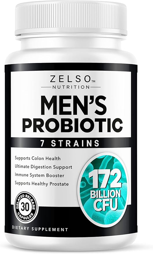 ZELSO Probiotic for Men 175 Billion CFU Probiotic Supplement Designed for Men's Health 30 Day Supply