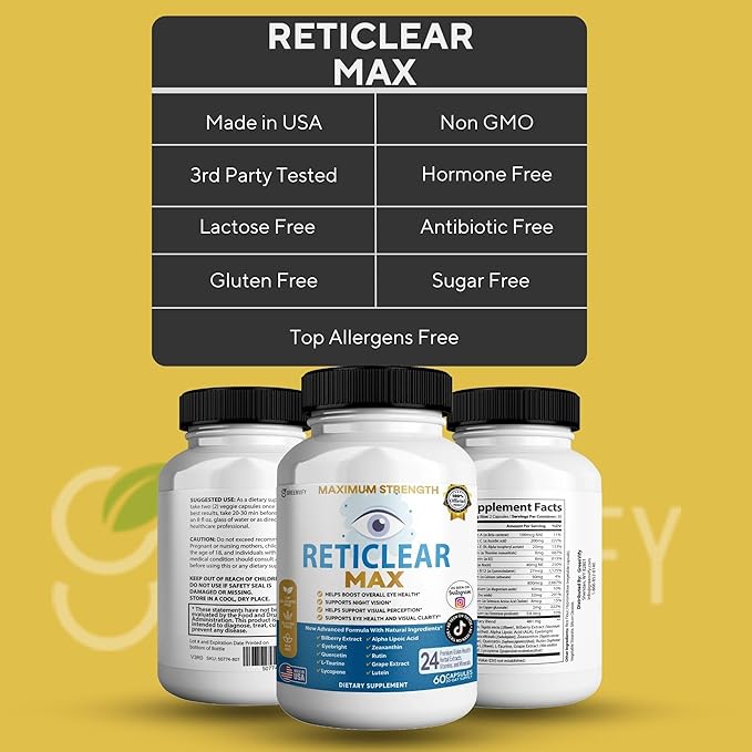 Reticlear Max Eye Health Supplement 60 Capsules Vision Support with 24 Natural Ingredients 30 Day Supply (2)