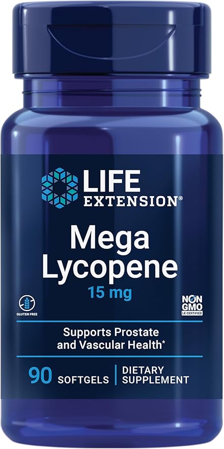 Life Extension Mega Lycopene Prostate Health arterial Health antioxidant Defense Gluten-Free Non-GMO 90 softgels