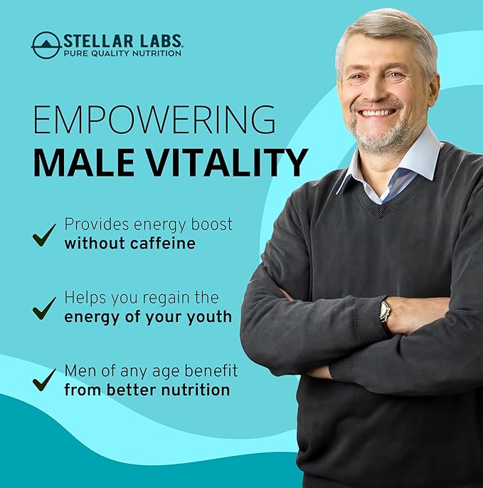 Stellar Labs Men's Low FODMAP Vegan Daily Multivitamin No Iron | Easy On Sensitive Stomachs Easy to Swallow Vitamins | Immune Support Antioxidant Energy Blend Male Support | IBS Friendly Capsules