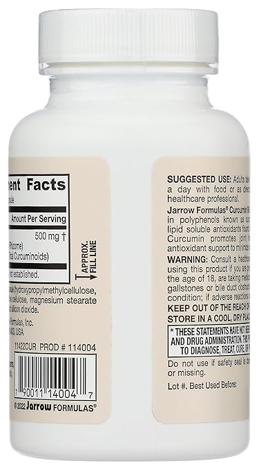 Jarrow Formulas Curcumin 95 Provides Antioxidant Support 500 mg 60 Capsules