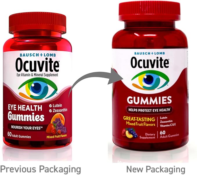 Ocuvite Eye Health Gummies Mixed Fruit Flavors 60 Count (Pack of 2)