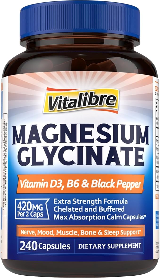 Vitamin D3 K2 Supplement 10000 IU 90 Softgels and Magnesium Glycinate 420mg with Vitamin D3 &amp B6 240 Capsules