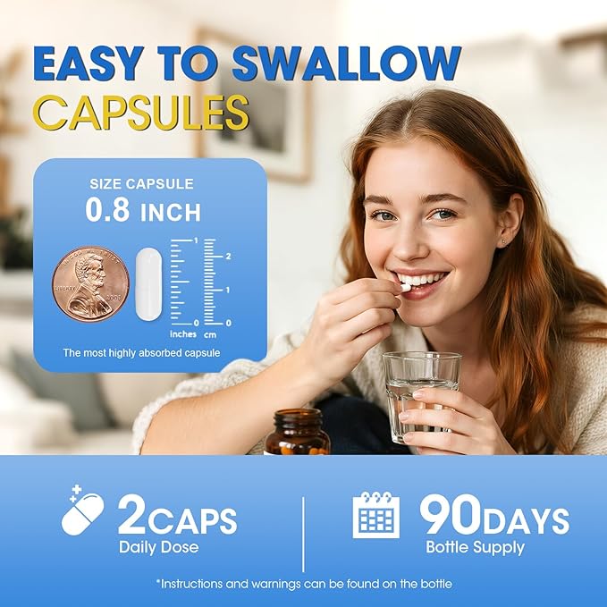 Magnesium Glycinate Capsules Magnesium Bisglycinate 100% Chelated Maximum Absorption Gentle on Stomach Small Easy to Swallow Supports Restful Sleep Muscle Bone Health