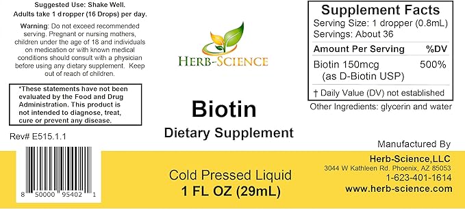 Liquid Biotin B7 – High-Absorption Cold-Pressed D-Biotin USP Vegan Alcohol-Free Sublingual Drops No Artificial Flavors Blue Cobalt Glass Bottle for Potency &amp Purity - 1 oz