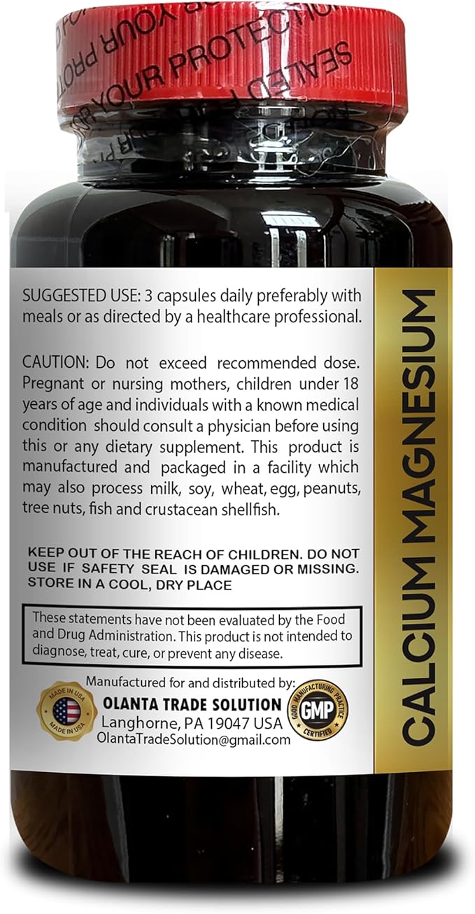 Daily Calcium Magnesium – Optimized Nutrient Blend for Vitality - Balanced Mineral Levels Phosphorus Supplements Calcium Magnesium Supplement - 2 Bottles 200 Capsules