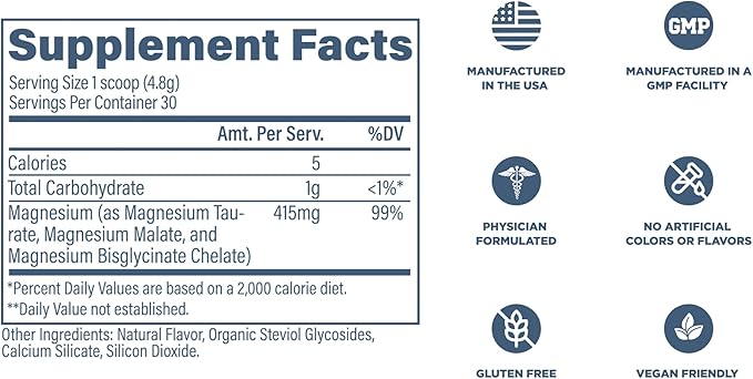 Revive MD Magnesium Powder Supplement - Magnesium Carbonate &amp Taurate Powder Drink Supports Healthy Bones Muscles &amp Nerves - Vegan-Friendly Gluten-Free &amp Soy-Free (Raspberry Lemonade 3