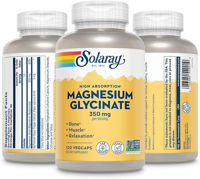 SOLARAY Vitamin D3 K2 and Magnesium Glycinate - Bone Health Bundle - Calcium Absorption Nerve Heart and Immune Support w/ 5000 IU Vitamin D 350mg Chelated Magnesium 60-Day Guarantee 60ct/120ct