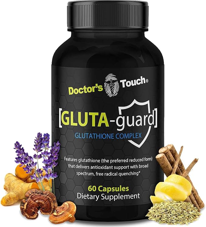 Doctor's Touch Liposomal Glutathione Supplement - Easy-to-Swallow Glutathione Capsules for Energy Brain Support and Skin Health - Pure Maximum Absorption Glutathione Liposomal Supplement