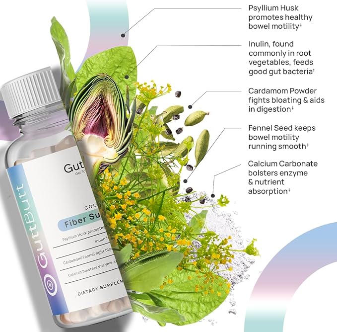 Vegan Cleanliness Fiber Supplement | Helps Promote Digestive Regularity | Psyllium Husk Inulin Cardamom Fennel Seed Calcium Carbonate | Proprietary Formula | 120 Vegan Capsules