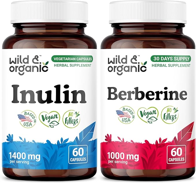 Wild &amp Organic Inulin 60 Capsules &amp Berberine 60 Capsules
