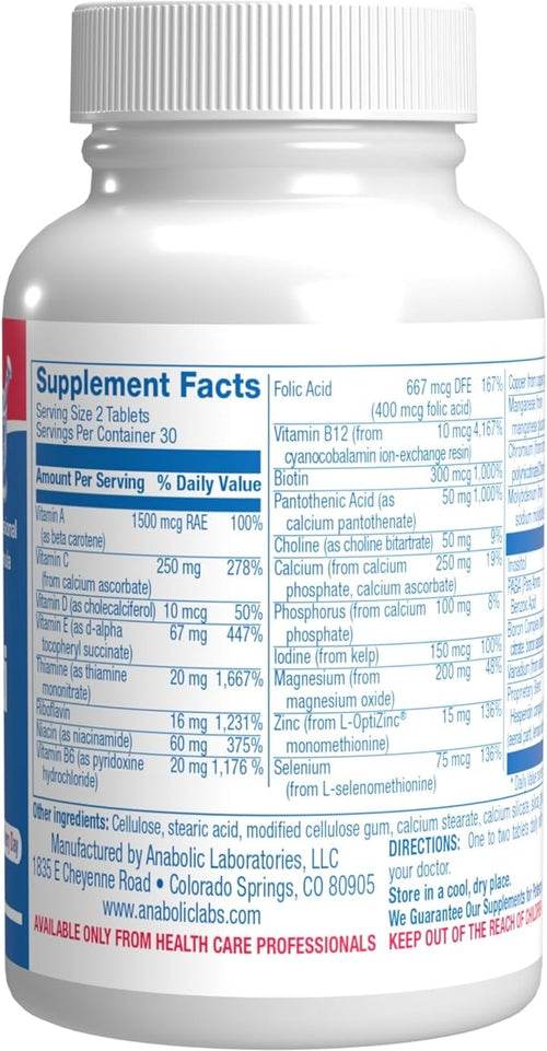 30-In-1 Adult Multivitamin without Iron - Antioxidant Rich Over 50 Multivitamin for Women and Men with Vitamins A C D E B Complex Zinc Magnesium Digestive Support Blend &amp More - 1 Month Supply