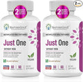 Just One Daily Methylated Multivitamin with Methyl B12 Quatrefolic Methylfolate Pure MTHFR Supplement for Men and Women Without Iron 2 Bottles (60 Vegan Capsules) USA-Made