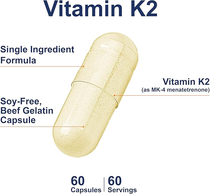 Carlson - Vitamin K2 MK-4 (Menatetrenone) Vitamin K Supplement Bone &amp Heart Health K2 Vitamin Soy-free 60 capsules