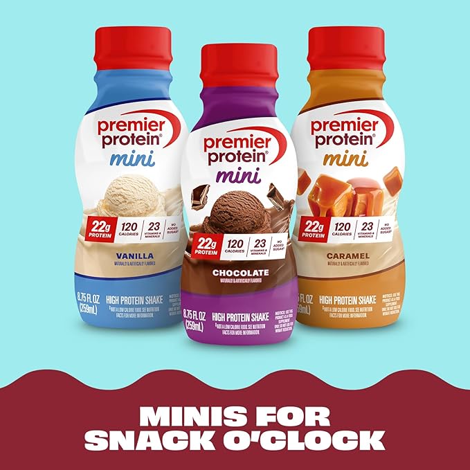 Premier Protein Shake MINIs Vanilla 22g Protein 120 Calories No Added Sugar 8.75 fl oz 12 Pack