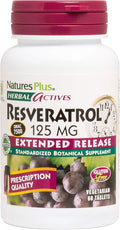 NaturesPlus Herbal Actives Resveratrol Extended Release - 60 Tablets - Vegetarian Gluten Free - 30 Servings