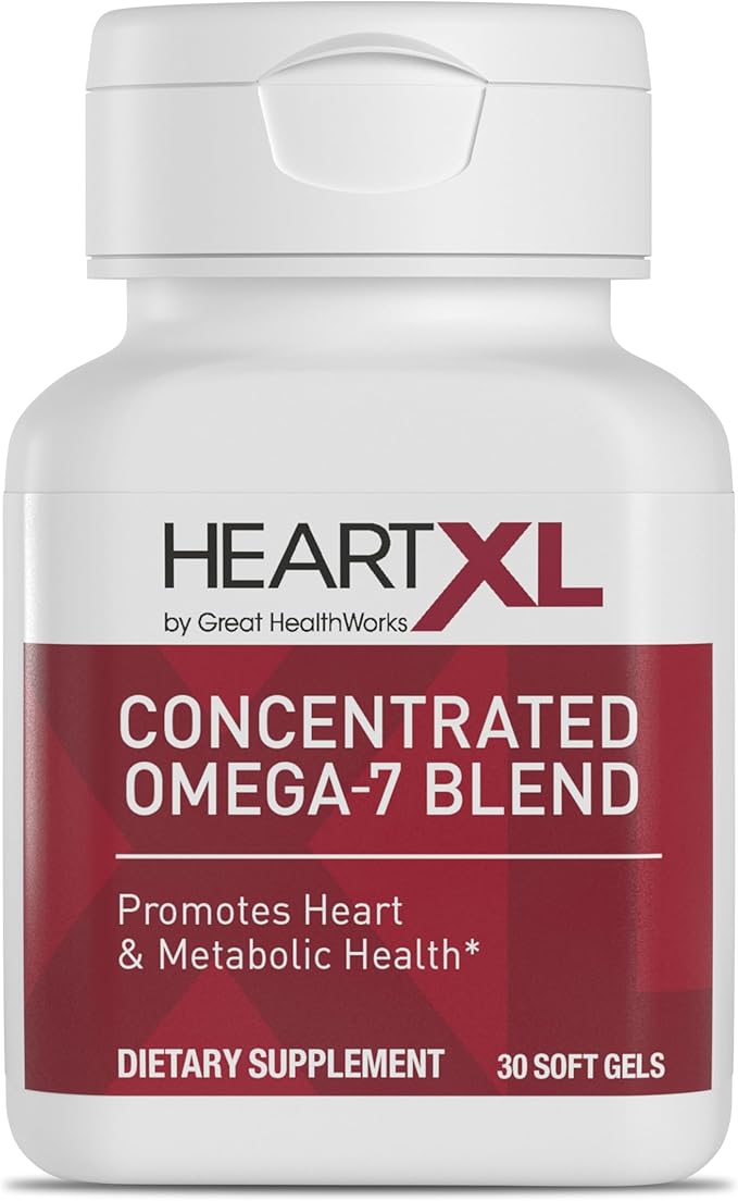 HeartXL Omega-7 Blend Cardiovascular Health Support - Promotes Healthy Metabolism - Gluten-Free Heart Health Supplement - 30 Soft Gels