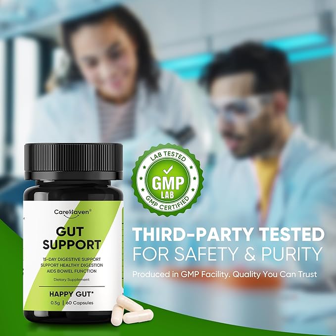 Gut Support Capsules - 15-Day Digestive Support with Psyllium Husk &amp Senna Leaf - Aids Bowel Function &amp Gut Wellness - 60 Active Capsules (2PCS)