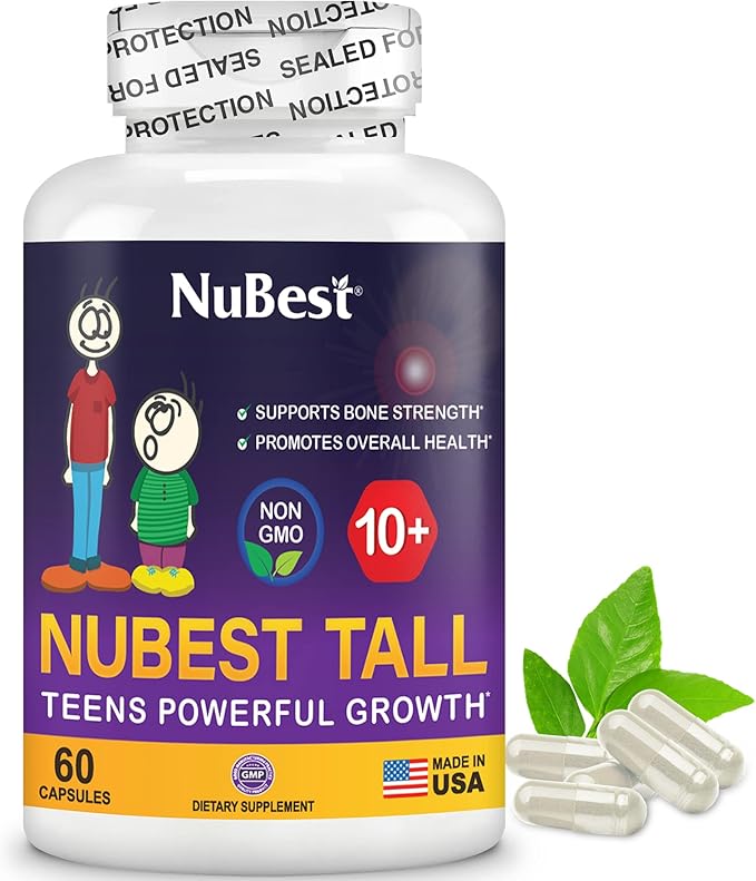 NuBest Bundle Tall 10+ 60 Capsules Tall Kids 90 Chewable Tablets | Height Growth Support for Kids &amp Teens | Calcium Vitamins D3 K2 Collagen &amp Herbal Blend