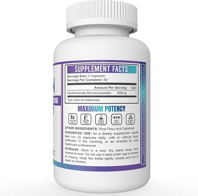 zyy NMN Supplement|Real Nicotinamide Mononucleotide|18000mg per Bottle 300mg per Serving|for Cellular Health Anti-Aging|120 Capsules