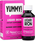 NovaFerrum Yummy | Pediatric Drops Liquid Iron Supplement for Infants and Toddlers | Liquid Iron for Kids | 15mg of Iron Per 1mL Dose | Ages 4 &amp Under | Gluten Free Certified | Sugar-Free | Raspbe