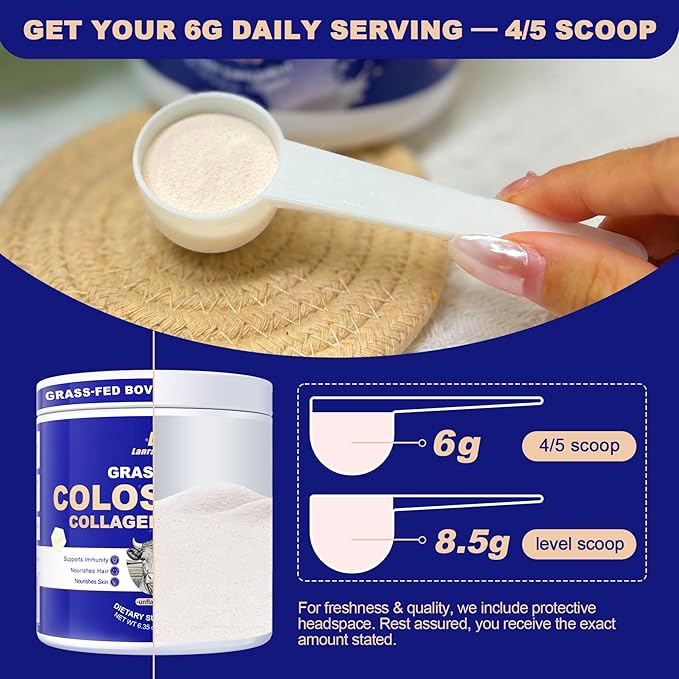 Grass-Fed Bovine Colostrum Collagen Powder for Women &amp Men Hydrolyzed Collagen Peptides Powder with Probiotics | Gut Health Immune Support Hair Skin Nail &amp Joint Support Supplement - Sug