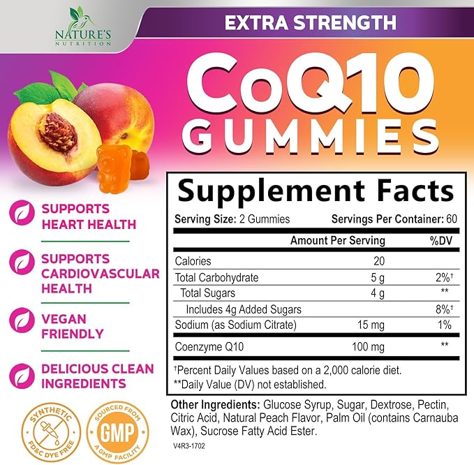 CoQ10 Gummies 100mg Per Serving - 3X Strength High Absorption Antioxidant Supplement for Heart Health Support &amp Energy Production Ultra Coenzyme Q10 Vitamins Coq 10 Supplements - 120 Gummies