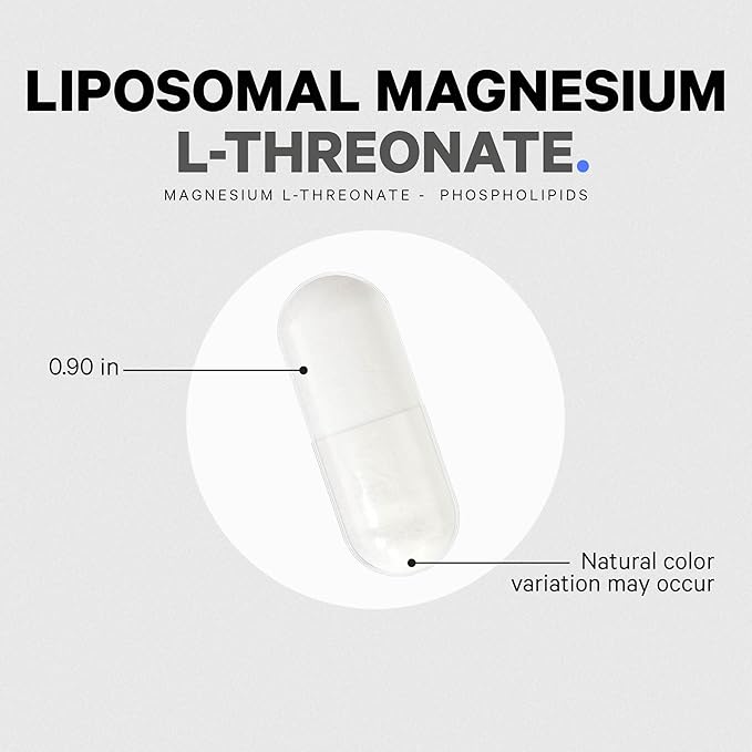 Codeage Liposomal Magnesium L-Threonate Supplement Patented Magtein Magnesium Threonate for Brain Health Memory and Cognitive Function Support Bioavailable Non-GMO - 90 Capsules