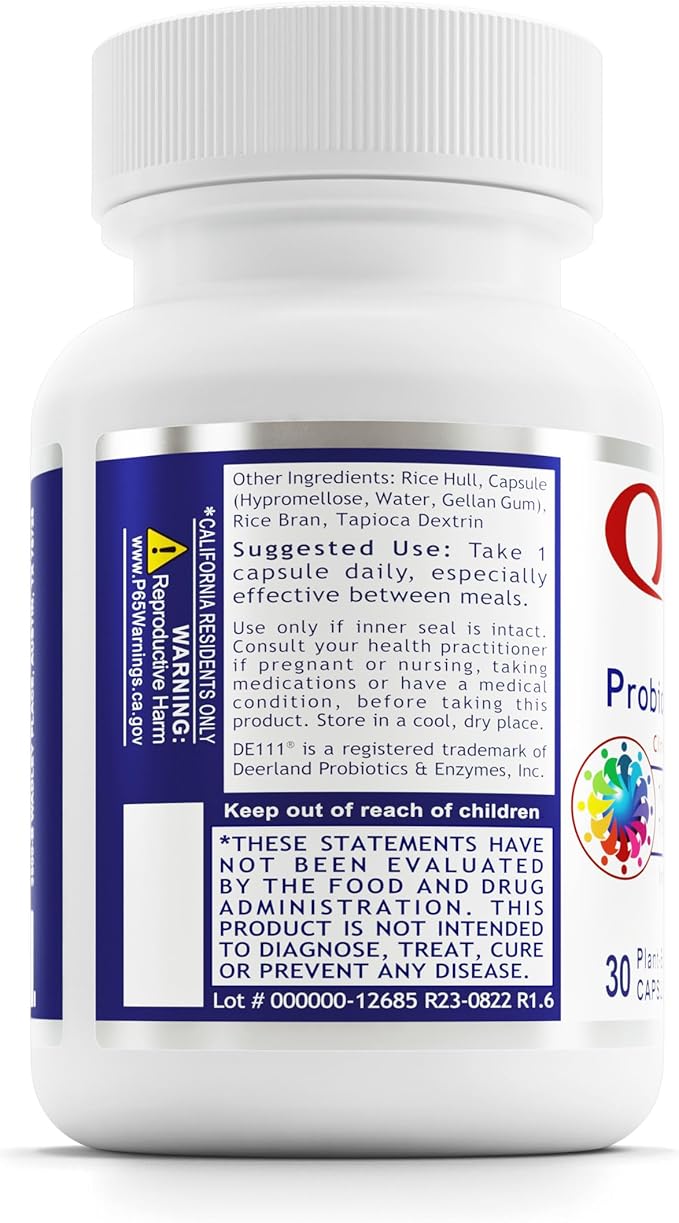 Quantum Nutrition Labs Probiotic Daily 18 - Probiotics for Digestive Health Probiotics for Women and Men with Lactobacillus Acidophilus Reuteri for Healthy Gut Microbiome - 30 Vegetarian Capsules