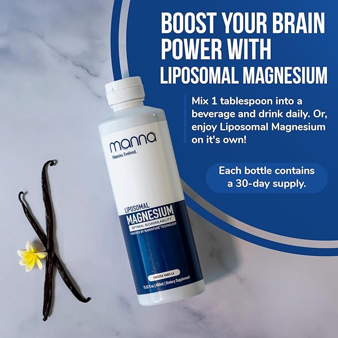 Manna Vitamins Evolved - Liposomal Magnesium High Absorption Magnesium Glycinate Liquid for Women &amp Men Mineral Supplement