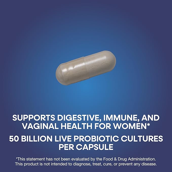 Nature's Way Women's Extra Strength(1) Fortify Probiotic 50B Cultures Supports Digestive Vaginal &amp Immune Health* Plant-Based Prebiotic Fiber Non-GMO Project Verified 30 Capsules
