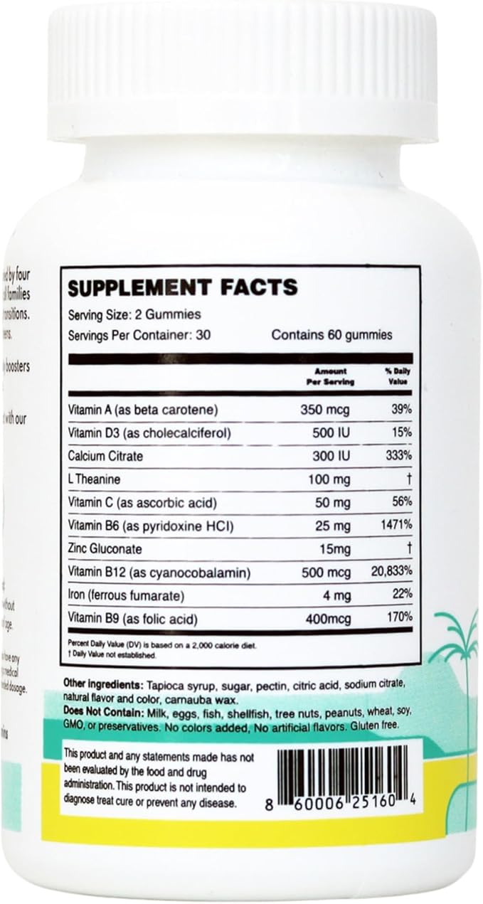 MEWD Teen/Kids Daily Multivitamin Gummy with Natural Mood Enhancer Vegan Immune Booster Iron &amp Zinc Supplement Gluten-Free Focus Vitamin for Brain Health – Made in USA