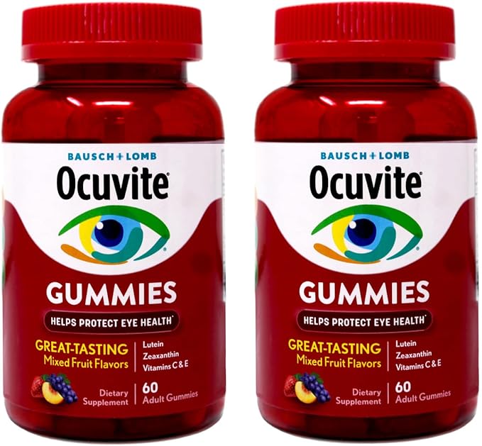 Ocuvite Eye Health Gummies Mixed Fruit Flavors 60 Count (Pack of 2)