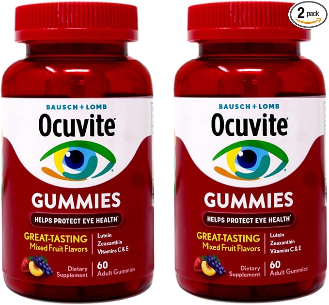 Ocuvite Eye Health Gummies Mixed Fruit Flavors 60 Count (Pack of 2)