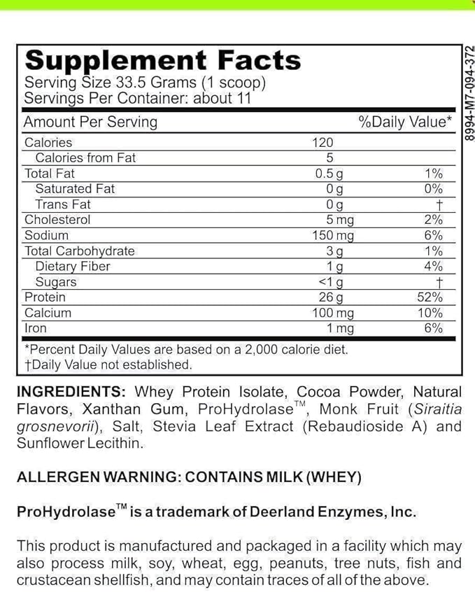 Casa de Sante Advanced Whey Protein Isolate Chocolate GLP-1 Support Low FODMAP Gut Friendly Protein Powder with ProHydrolase Enzymes Naturally Sweetened - 25g Protein - 13 oz