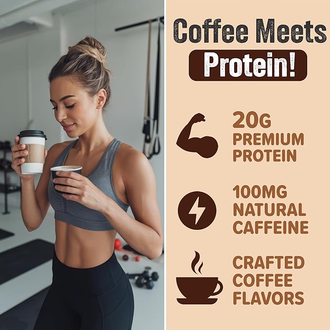 PEScience Select Cafe Protein Coffee Flavored Powder 100mg Caffeine 20g Iced Protein Coffee Powder or Creamer - Caramel Macchiato 20 Servings