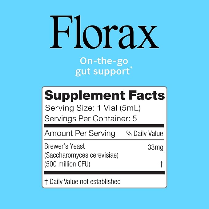 Florax - Liquid Probiotic - On-The-go Gut Support for Women Men and Children - Vegan Gluten Free Lactose Free Soy Free and Preservative Free - Original Flavor - 5 Vials