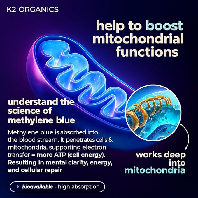 Methylene Blue Drops 2oz-MitoCognition Ultra+ 8-in-1 Pharmaceutical Grade 1% Solution Support Focus Memory Cognition and Energy–No Formaldehyde Third-Party Tested Brain Health Supplement for Humans