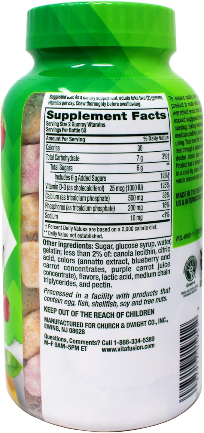 Vitafusion Gummies Calcium with Vitamin D3 100 Count Pack of 2