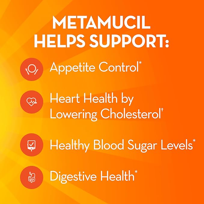 Metamucil 4-in-1 Fiber Supplement Psyllium Husk Powder Sugar-Free Powder Berry Flavored Drink 114 Servings
