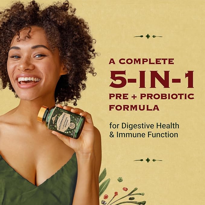Akkermansia Muciniphila Probiotics and Prebiotics w/Lactobacillus Salivarius &amp Haritaki | Fiber Supplement Gut Health &amp Digestive Health | Women Probiotic Akkermansia Light