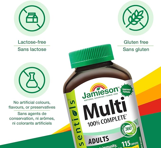Jamieson 100% Complete Multivitamin for Adults Supports Energy Immunity &amp Overall Health