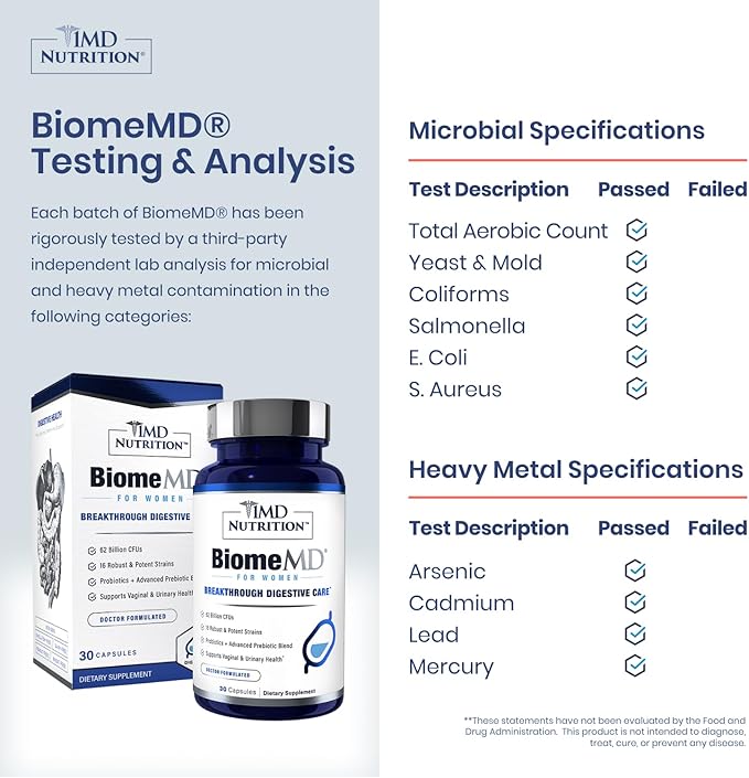 1MD Nutrition BiomeMD Probiotics | 62 Billion CFUs 15 Comprehensive Strains - Pro &amp Prebiotics | Doctor-Formulated for Digestive Health &amp Immune Support | 60 Capsules