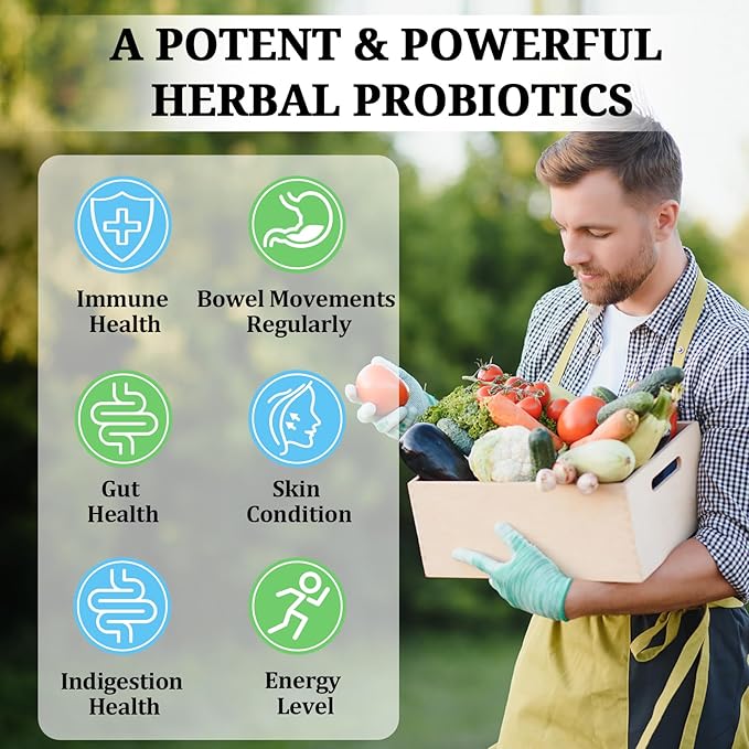 Probiotics for Women &amp Men - 300 Billion CFU 24 Strains Probiotics + 15 Organic Herbs Prebiotics for Digestive Gut Health Immune Constipation Diarrhea &amp Whole-Body Health - 2 Months Suppl