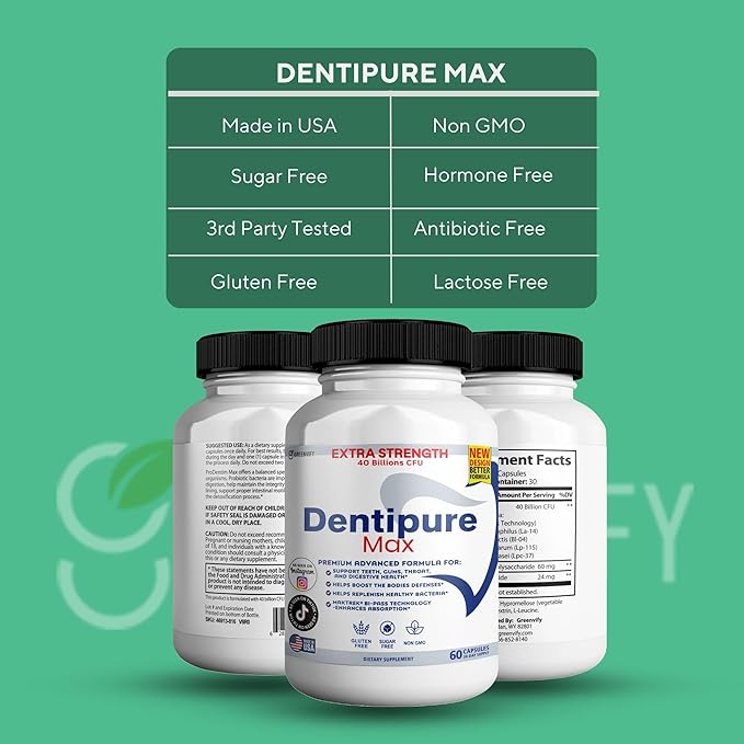 Dentipure Max Probiotic Supplement 40 Billion CFU 60 Capsules Supports Teeth and Digestive Health (5)