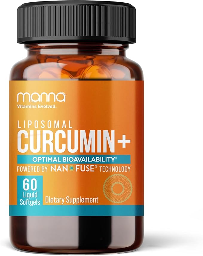 Manna Vitamins Evolved Liposomal Curcumin+ Softgels for Advanced Absorption Best Turmeric Supplement for Daily Joint &amp Immune Health Support - Non-GMO 500mg Curcuminoids (60ct)