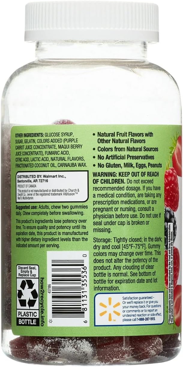Equate Men's Multivitamin Gummies Daily Multivitamin for Adult Men Mixed Berry &amp Strawberry Flavor 150 Count (75 Servings) Sticker