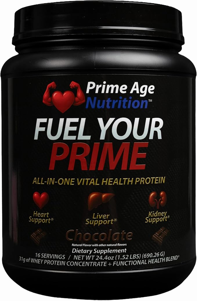 Fuel Your Prime Whey Protein Chocolate Flavor with CoQ10 and Magnesium Supports Circulation &amp Liver Function