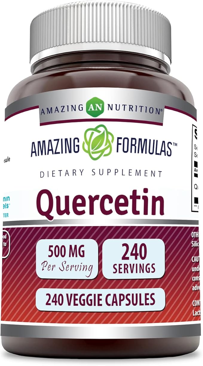 Amazing Formulas Quercetin 500mg Veggie Capsules Supplement | Non-GMO | Gluten Free | Supports Overall Health &amp Well Being (240 Count)